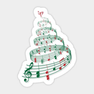 Christmas tree with music notes and heart Sticker